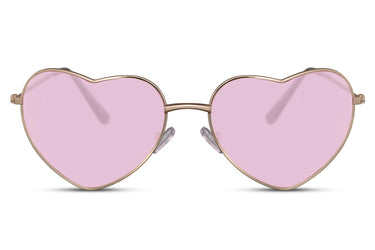 Heart-shaped sunglasses with pink lenses